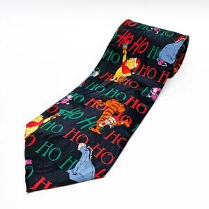 Vintage Winnie the Pooh 'Ho Ho Ho' Christmas Santa Silk Neck Tie